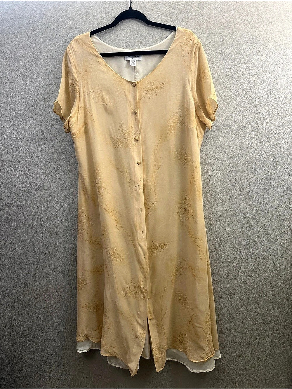 Valerie Stevens II Silk Button-Front Maxi Dress in Yellow